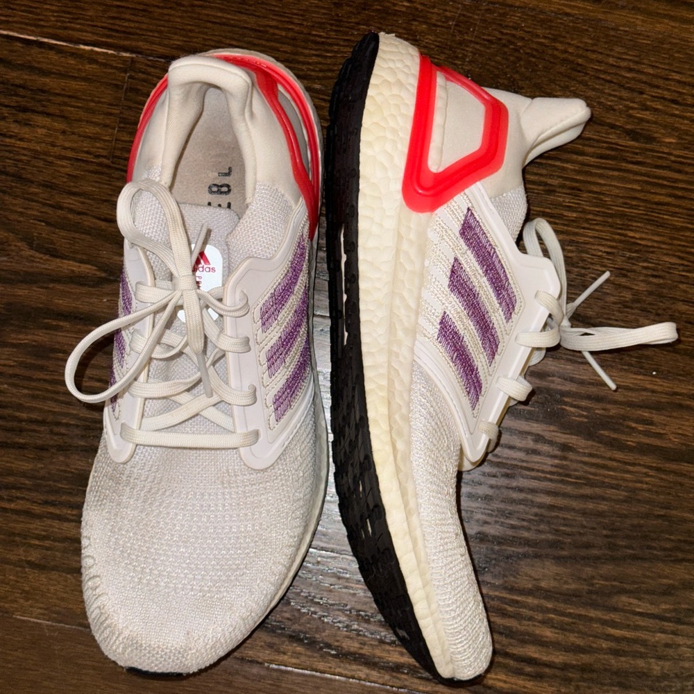Size 10.5 W - Adidas UltraBoost 20 White Shock Red